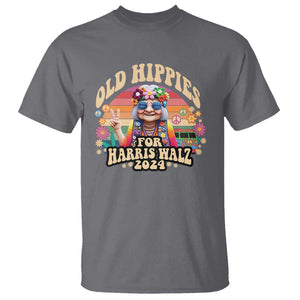 Old Hippies For Harris Walz 2024 T Shirt Kamala Support Groovy Vintage Boho Woman TS09 Charcoal Print Your Wear