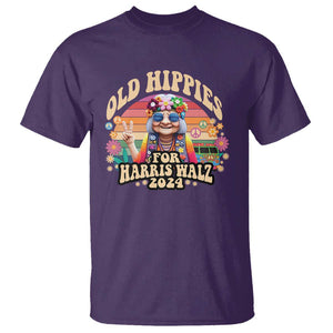 Old Hippies For Harris Walz 2024 T Shirt Kamala Support Groovy Vintage Boho Woman TS09 Purple Print Your Wear