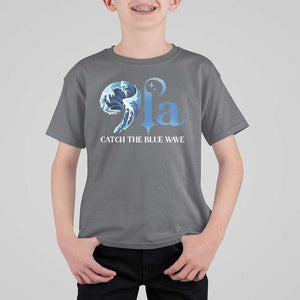 Comma La Harris T Shirt For Kid Kamala 2024 Catch The Blue Wave TS09 Charcoal Print Your Wear