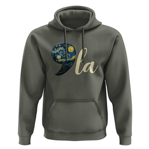 Comma La Harris Hoodie Kamala 2024 Starry Night Aesthetic TS09 Military Green Print Your Wear