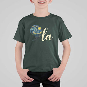 Comma La Harris T Shirt For Kid Kamala 2024 Starry Night Aesthetic TS09 Dark Forest Green Print Your Wear