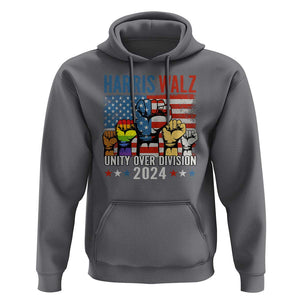Harris Walz 2024 Hoodie Unity Over Division Kamala US President TS09 Charcoal Print Your Wear