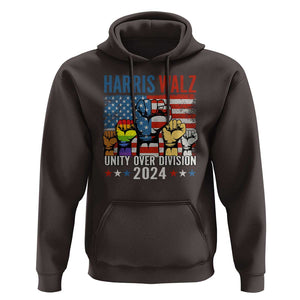 Harris Walz 2024 Hoodie Unity Over Division Kamala US President TS09 Dark Chocolate Print Your Wear