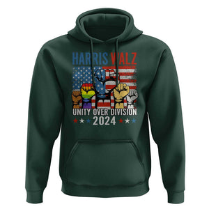 Harris Walz 2024 Hoodie Unity Over Division Kamala US President TS09 Dark Forest Green Print Your Wear