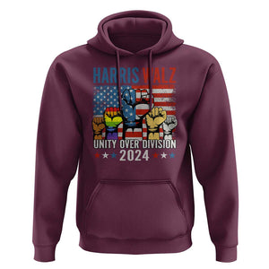 Harris Walz 2024 Hoodie Unity Over Division Kamala US President TS09 Maroon Print Your Wear