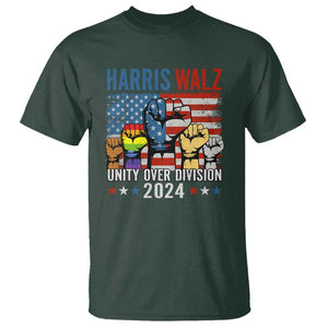 Harris Walz 2024 T Shirt Unity Over Division Kamala US President TS09 Dark Forest Green Print Your Wear