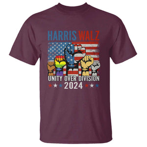 Harris Walz 2024 T Shirt Unity Over Division Kamala US President TS09 Maroon Print Your Wear