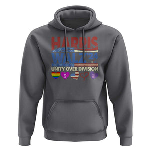Harris Walz 2024 Hoodie Unity Over Division Kamala US President Election TS09 Charcoal Print Your Wear