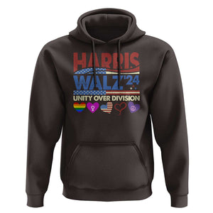 Harris Walz 2024 Hoodie Unity Over Division Kamala US President Election TS09 Dark Chocolate Print Your Wear