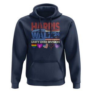 Harris Walz 2024 Hoodie Unity Over Division Kamala US President Election TS09 Navy Print Your Wear