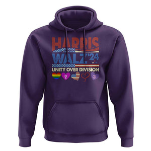 Harris Walz 2024 Hoodie Unity Over Division Kamala US President Election TS09 Purple Print Your Wear