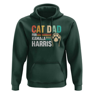 Cat Dad For Kamala Hoodie Harris 2024 Retro Cute Cats TS09 Dark Forest Green Print Your Wear