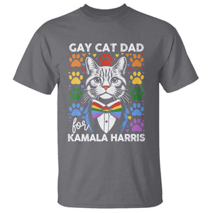 Gay Cat Dad For Kamala T Shirt Harris LGBT Support 2024 TS09 Charcoal Print Your Wear