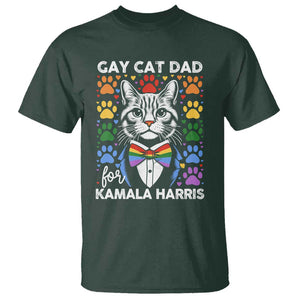 Gay Cat Dad For Kamala T Shirt Harris LGBT Support 2024 TS09 Dark Forest Green Print Your Wear