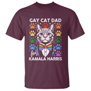 Gay Cat Dad For Kamala T Shirt Harris LGBT Support 2024 TS09 Maroon Print Your Wear