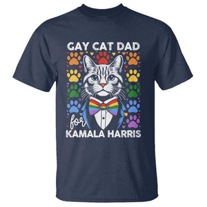 Gay Cat Dad For Kamala T Shirt Harris LGBT Support 2024 TS09 Navy Print Your Wear