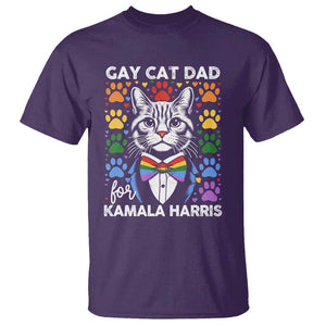 Gay Cat Dad For Kamala T Shirt Harris LGBT Support 2024 TS09 Purple Print Your Wear