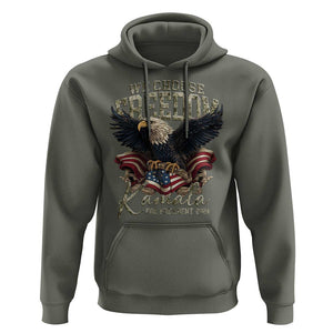 Harris Walz 2024 Hoodie We Choose Freedom Kamala US President TS09 Military Green Print Your Wear