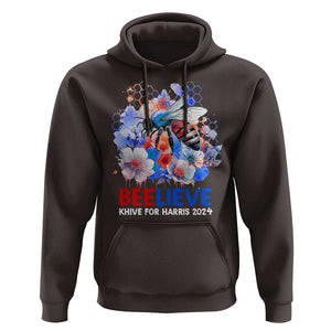 Believe Khive For Harris 2024 Hoodie Bee American Flag TS09 Dark Chocolate Print Your Wear