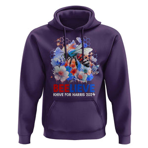 Believe Khive For Harris 2024 Hoodie Bee American Flag TS09 Purple Print Your Wear