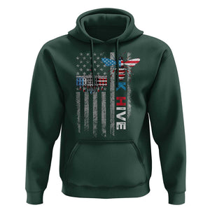 KHive Kamala 2024 Hoodie American Flag White House Bee Harris Support TS09 Dark Forest Green Print Your Wear