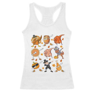 Funny Thanksgiving Racerback Tank Top Dabbing Turkey T Rex Pilgrim Pumpkin Pie TS09 White Print Your Wear