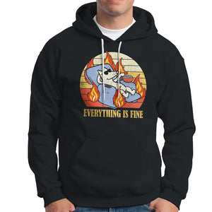 Everything Is Fine Dog Eating Popcorn Funny Burning Meme Hoodie TS09 Black Printyourwear