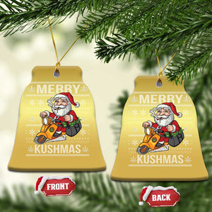 Merry Kushmas Christmas Ornament Ugly Santa Smoking Cannabis Weed 420 Xmas TS09 Bell Flake Gold Print Your Wear