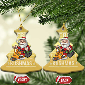 Merry Kushmas Christmas Ornament Ugly Santa Smoking Cannabis Weed 420 Xmas TS09 Christmas Tree Gold Print Your Wear