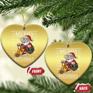 Merry Kushmas Christmas Ornament Ugly Santa Smoking Cannabis Weed 420 Xmas TS09 Heart Gold Print Your Wear