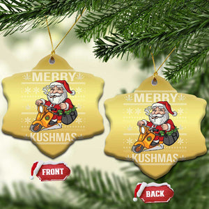 Merry Kushmas Christmas Ornament Ugly Santa Smoking Cannabis Weed 420 Xmas TS09 Snow Flake Gold Print Your Wear