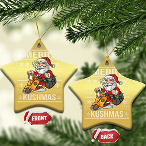 Merry Kushmas Christmas Ornament Ugly Santa Smoking Cannabis Weed 420 Xmas TS09 Star Gold Print Your Wear