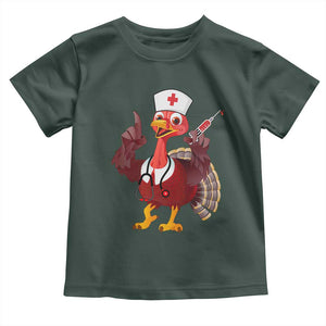 Turkey Nurse Thanksgiving Stethoscope Syringe Baby Shirt TS09 Dark Forest Green Print Your Wear