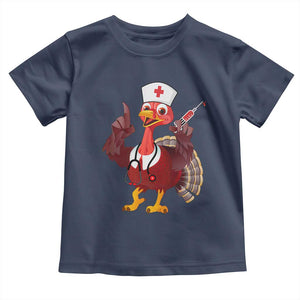 Turkey Nurse Thanksgiving Stethoscope Syringe Baby Shirt TS09 Navy Print Your Wear