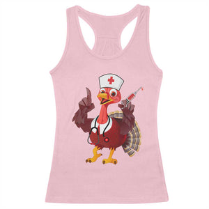 Turkey Nurse Thanksgiving Stethoscope Syringe Racerback Tank Top TS09 Light Pink Print Your Wear