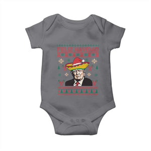 Funny Mexico Christmas Trump Baby Onesie Feliz Navidad Mexican Sombrero Santa TS09 Charcoal Print Your Wear