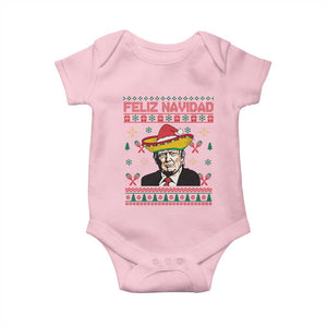 Funny Mexico Christmas Trump Baby Onesie Feliz Navidad Mexican Sombrero Santa TS09 Light Pink Print Your Wear