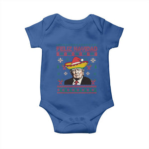 Funny Mexico Christmas Trump Baby Onesie Feliz Navidad Mexican Sombrero Santa TS09 Royal Blue Print Your Wear