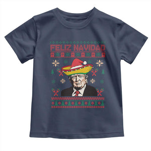 Funny Mexico Christmas Trump Baby Shirt Feliz Navidad Mexican Sombrero Santa TS09 Navy Print Your Wear