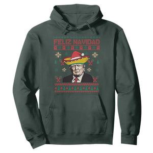 Funny Mexico Christmas Trump Hoodie Feliz Navidad Mexican Sombrero Santa TS09 Dark Forest Green Print Your Wear