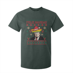 Funny Mexico Christmas Trump T Shirt For Kid Feliz Navidad Mexican Sombrero Santa TS09 Dark Forest Green Print Your Wear
