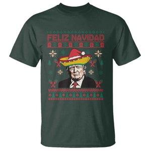 Funny Mexico Christmas Trump T Shirt Feliz Navidad Mexican Sombrero Santa TS09 Dark Forest Green Print Your Wear