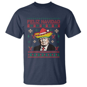 Funny Mexico Christmas Trump T Shirt Feliz Navidad Mexican Sombrero Santa TS09 Navy Print Your Wear