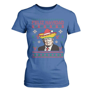 Funny Mexico Christmas Trump T Shirt For Women Feliz Navidad Mexican Sombrero Santa TS09 Royal Blue Print Your Wear