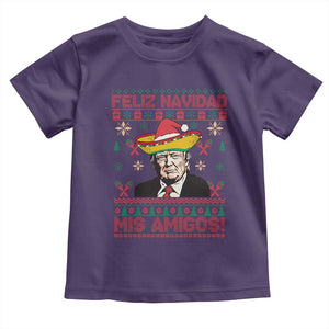 Funny Mexico Christmas Trump Baby Shirt Feliz Navidad Mis Amigosi Mexican Sombrero Santa TS09 Purple Print Your Wear