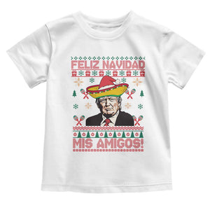 Funny Mexico Christmas Trump Baby Shirt Feliz Navidad Mis Amigosi Mexican Sombrero Santa TS09 White Print Your Wear