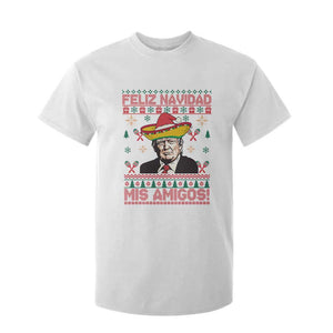 Funny Mexico Christmas Trump T Shirt For Kid Feliz Navidad Mis Amigosi Mexican Sombrero Santa TS09 White Print Your Wear