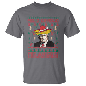 Funny Mexico Christmas Trump T Shirt Feliz Navidad Mis Amigosi Mexican Sombrero Santa TS09 Charcoal Print Your Wear