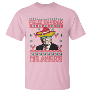 Funny Mexico Christmas Trump T Shirt Feliz Navidad Mis Amigosi Mexican Sombrero Santa TS09 Light Pink Print Your Wear