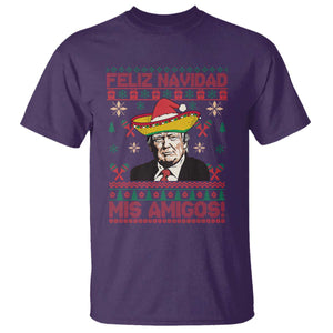 Funny Mexico Christmas Trump T Shirt Feliz Navidad Mis Amigosi Mexican Sombrero Santa TS09 Purple Print Your Wear